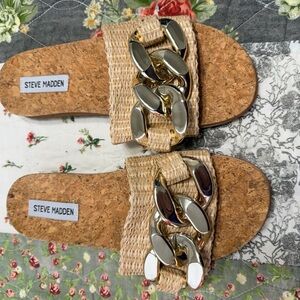 Steve Madden Beige and Metallic Women's Sandals